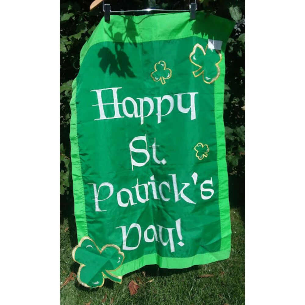 St. Patrick's Day Dangling Irish Shamrocks Double Sided Garden Flag by Evergreen